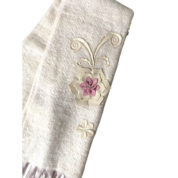 NWT Artistist Accents Fringe Trim Throw Blanket Cream Lavender Wool 50x60 Boho - Picture 5 of 14